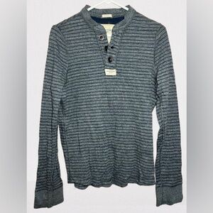 Abercrombie & Fitch Blue Striped Henley Sweater